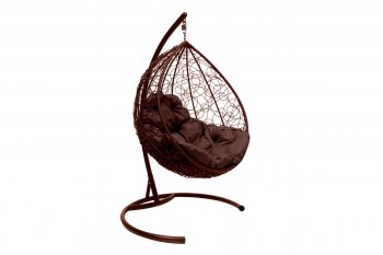 Подвесное кресло КАПЛЯ с ротангом коричневое, подушка коричневая в Реж - rezh.mebel-e96.ru