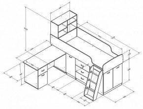 Кровать-чердак Дюймовочка-1 Дуб молочный/оранжевый в Реж - rezh.mebel-e96.ru