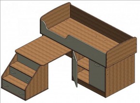 Кровать-чердак Дюймовочка-2 Дуб молочный/орех в Реж - rezh.mebel-e96.ru