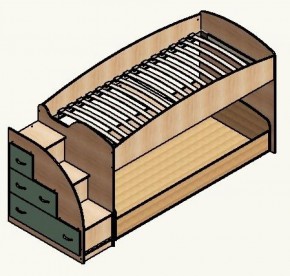 Кровать-чердак Дюймовочка-4.2  Дуб молочный/Оранжевый в Реж - rezh.mebel-e96.ru