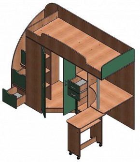 Кровать-чердак Теремок-1 Гранд  Дуб молочный/Венге в Реж - rezh.mebel-e96.ru