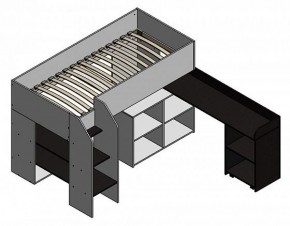 Кровать-чердак Теремок-2 Дуб молочный/Оранжевый в Реж - rezh.mebel-e96.ru