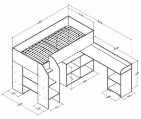 Кровать-чердак Теремок-2 Дуб молочный/Оранжевый в Реж - rezh.mebel-e96.ru