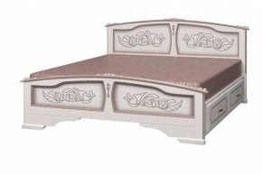 Кровать из массива Елена с 2 ящиками Дуб Молочный (БМ) в Реж - rezh.mebel-e96.ru