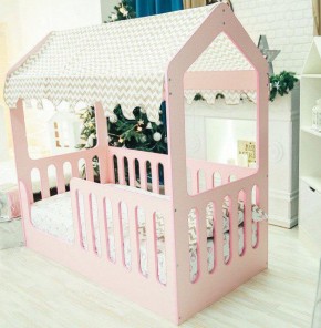 Кроватка-домик без ящика 800*1600 (Розовый) в Реж - rezh.mebel-e96.ru | фото