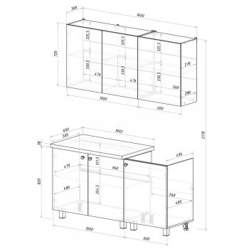 Кухонный гарнитур Куба 1600 мм (БТС) в Реж - rezh.mebel-e96.ru