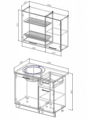 Кухонный гарнитур Антрацит 1000 в Реж - rezh.mebel-e96.ru