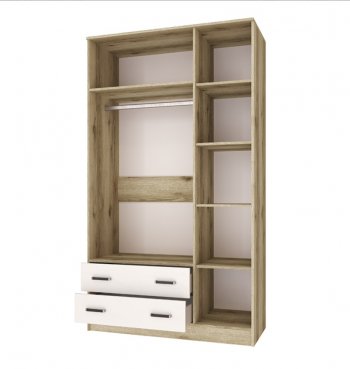 Шкаф Лагуна с антресолью с зеркалом делано/белый (Текс) в Реж - rezh.mebel-e96.ru