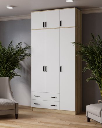 Шкаф Лагуна с антресолью делано/белый (Текс) в Реж - rezh.mebel-e96.ru