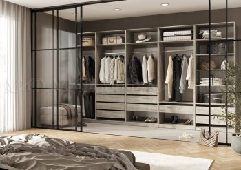 Гардеробная/шкаф 4000 мм Ларго №1 открытая дуб крафт серый (Миф) в Реж - rezh.mebel-e96.ru