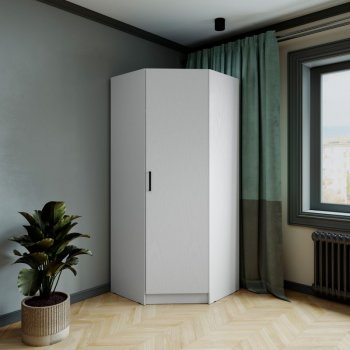 Шкаф угловой Ларс (угол скос), Белый (Микон) в Реж - rezh.mebel-e96.ru