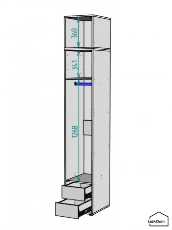Шкаф с антресолью 400 мм Linnea MHR-1A-3 2450х400х510 (Графит-М 11.1.25) в Реж - rezh.mebel-e96.ru