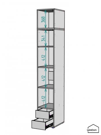 Шкаф с антресолью 400 мм Linnea MHR-1A-4 2450х400х510 (Графит-М 11.1.25) в Реж - rezh.mebel-e96.ru