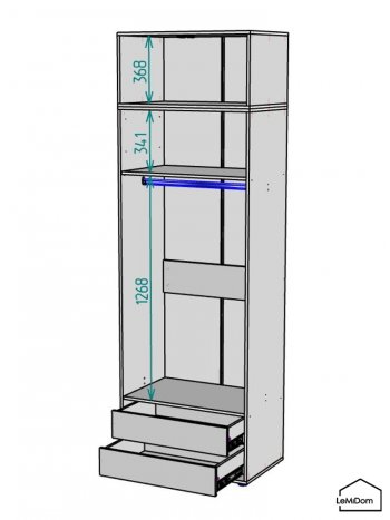 Шкаф с антресолью 800 мм Linnea MHR-2A-3 2450х800х510 (ДВ-М 11.1.25) в Реж - rezh.mebel-e96.ru