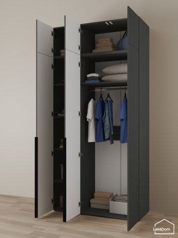 Шкаф с антресолью 1200 мм Linnea MHR-3A-1 2450х1200х510 (Графит-М 11.1.25) в Реж - rezh.mebel-e96.ru