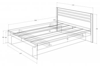 Кровать двуспальная Лиана графит (Зарон) в Реж - rezh.mebel-e96.ru