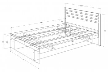 Кровать двуспальная Лиана графит (Зарон) в Реж - rezh.mebel-e96.ru