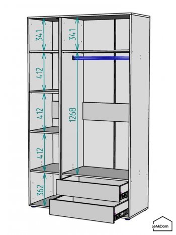 Шкаф Linnea MHR-3-2 2050х1200х510 (Белый-М 11.1.2) в Реж - rezh.mebel-e96.ru