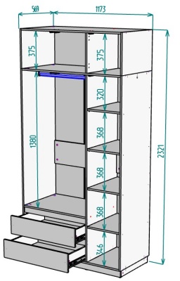 Шкаф 1200 мм Мальта light H298 + Антресоль HA3 в Реж - rezh.mebel-e96.ru