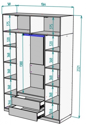 Шкаф 1600 мм Мальта light H302 + Антресоль HA4 в Реж - rezh.mebel-e96.ru