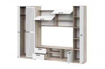 Стенка Марта-12 дуб крафт серый/белый (ИЦ) в Реж - rezh.mebel-e96.ru