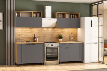 Кухонный гарнитур Монако 2000 мм графит (СВ) в Реж - rezh.mebel-e96.ru