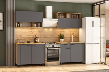 Кухонный гарнитур Монако 2000 мм графит (СВ) в Реж - rezh.mebel-e96.ru