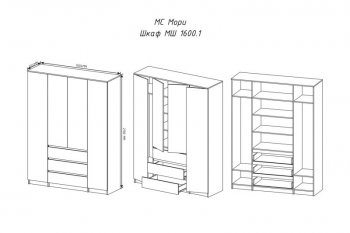 Шкаф распашной Мори 1600 мм сатин (ДСВ) в Реж - rezh.mebel-e96.ru