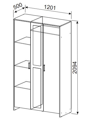 Шкаф распашной 1200 мм Дольче (СВ) в Реж - rezh.mebel-e96.ru