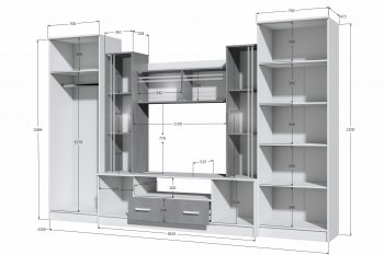 Стенка Николь-2 крафт серый/кашемир (Зарон) в Реж - rezh.mebel-e96.ru