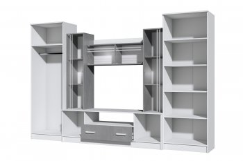 Стенка Николь-2 белый/бетонный камень(Зарон) в Реж - rezh.mebel-e96.ru