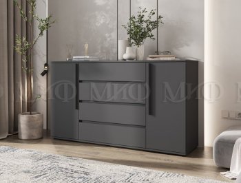 Комод 2 двери 4 ящика (1600) Норд, графит (Миф) в Реж - rezh.mebel-e96.ru