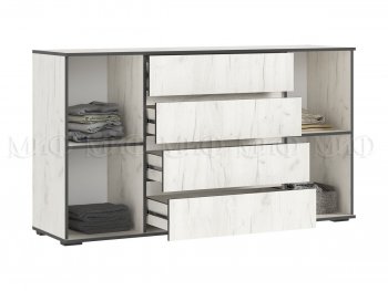 Комод 2 двери 4 ящика (1600) Норд, крафт белый (Миф) в Реж - rezh.mebel-e96.ru