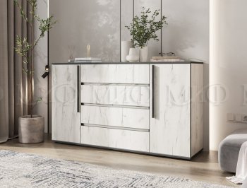 Комод 2 двери 4 ящика (1600) Норд, крафт белый (Миф) в Реж - rezh.mebel-e96.ru