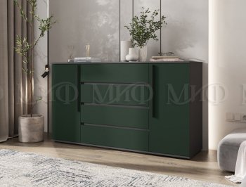 Комод 2 двери 4 ящика (1600) Норд, графит/изумруд (Миф) в Реж - rezh.mebel-e96.ru