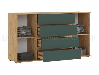 Комод 2 двери 4 ящика (1600) Норд, крафт/изумруд (Миф) в Реж - rezh.mebel-e96.ru
