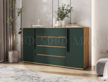 Комод 2 двери 4 ящика (1600) Норд, крафт/изумруд (Миф) в Реж - rezh.mebel-e96.ru