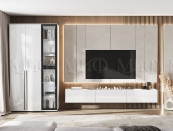 Стенка Норд белый глянец (Миф) в Реж - rezh.mebel-e96.ru