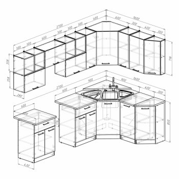 Кухонный гарнитур Ольга оптима 5 2700х1600 мм (Герда) в Реж - rezh.mebel-e96.ru