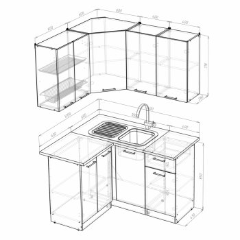 Кухонный гарнитур Ольга прайм 1 1200х1400 мм (Герда) в Реж - rezh.mebel-e96.ru