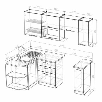 Кухонный гарнитур Ольга прайм 2 1300х2100 мм (Герда) в Реж - rezh.mebel-e96.ru