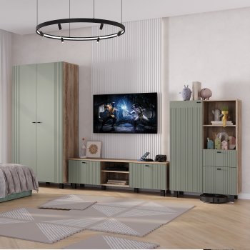 Стенка Олива комп.3 эвкалипт софт (БТС) в Реж - rezh.mebel-e96.ru