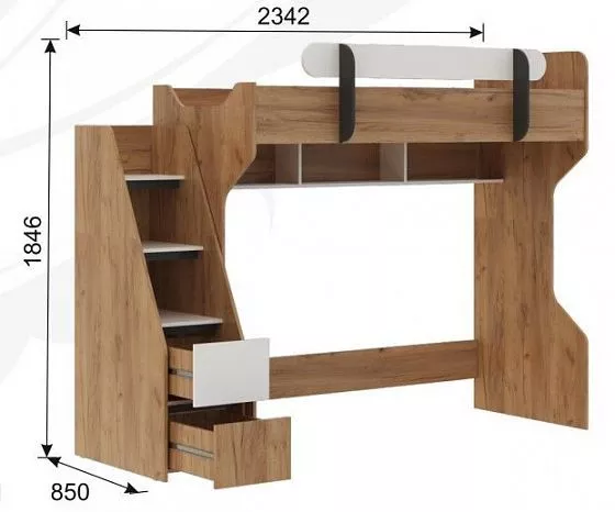 Кровать-чердак Омега-3 в Реж - rezh.mebel-e96.ru