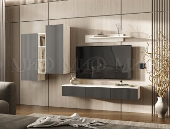 Стенка Оскар комп.2 крафт белый/графит (Миф) в Реж - rezh.mebel-e96.ru