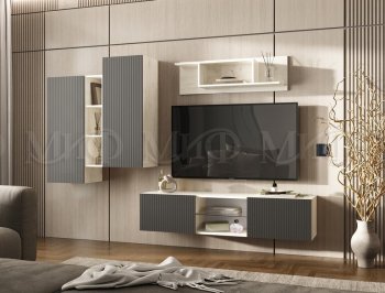 Стенка Оскар крафт белый/графит (Миф) в Реж - rezh.mebel-e96.ru