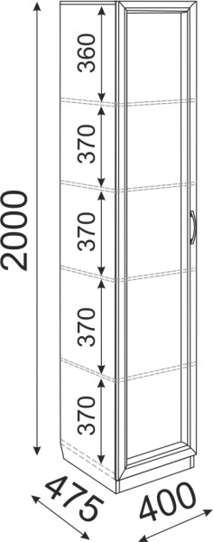 Пенал Остин М03 полки 400 (Риннер) в Реж - rezh.mebel-e96.ru