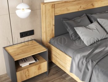 Кровать парящая Остин крафт/графит (Миф) в Реж - rezh.mebel-e96.ru