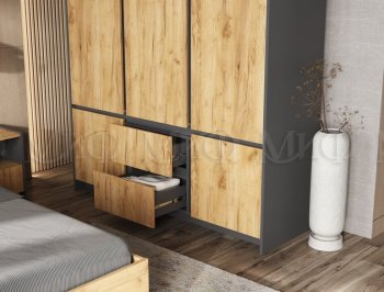 Спальный гарнитур Остин крафт/графит, модульный (Миф) в Реж - rezh.mebel-e96.ru