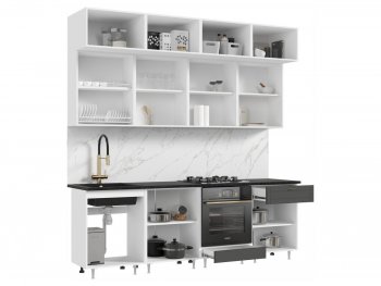 Кухонный гарнитур Престиж 2400 мм графит софт (Миф) в Реж - rezh.mebel-e96.ru