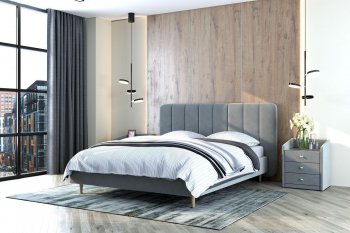 Кровать двуспальная Рино светло-серый (БМ) в Реж - rezh.mebel-e96.ru